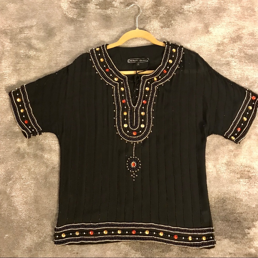 WHAT GOES AROUND COMES AROUND Silk Beaded Tunic